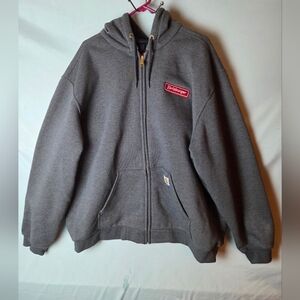 Carhartt Sweatshirt Men XL Gray Full Zip Hoodie Warm Work Outdoor Company Logo